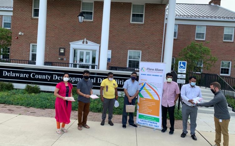 Donated 250 hand sewed reusable masks and a big can of hand sanitizer to Delaware County Developmental Disabilities