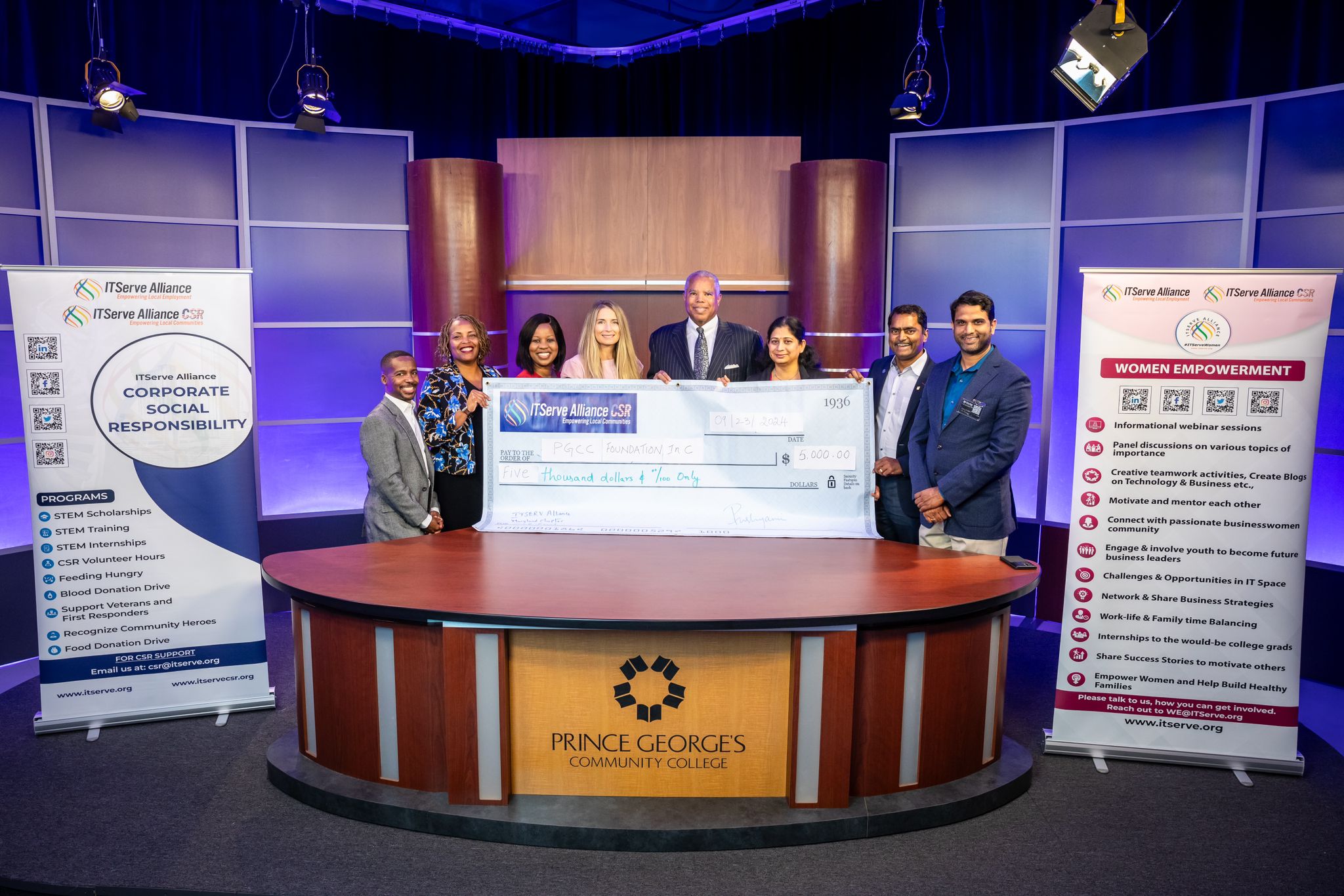 ITServe Maryland CSR Activity – Check Donation to PGCC Foundation