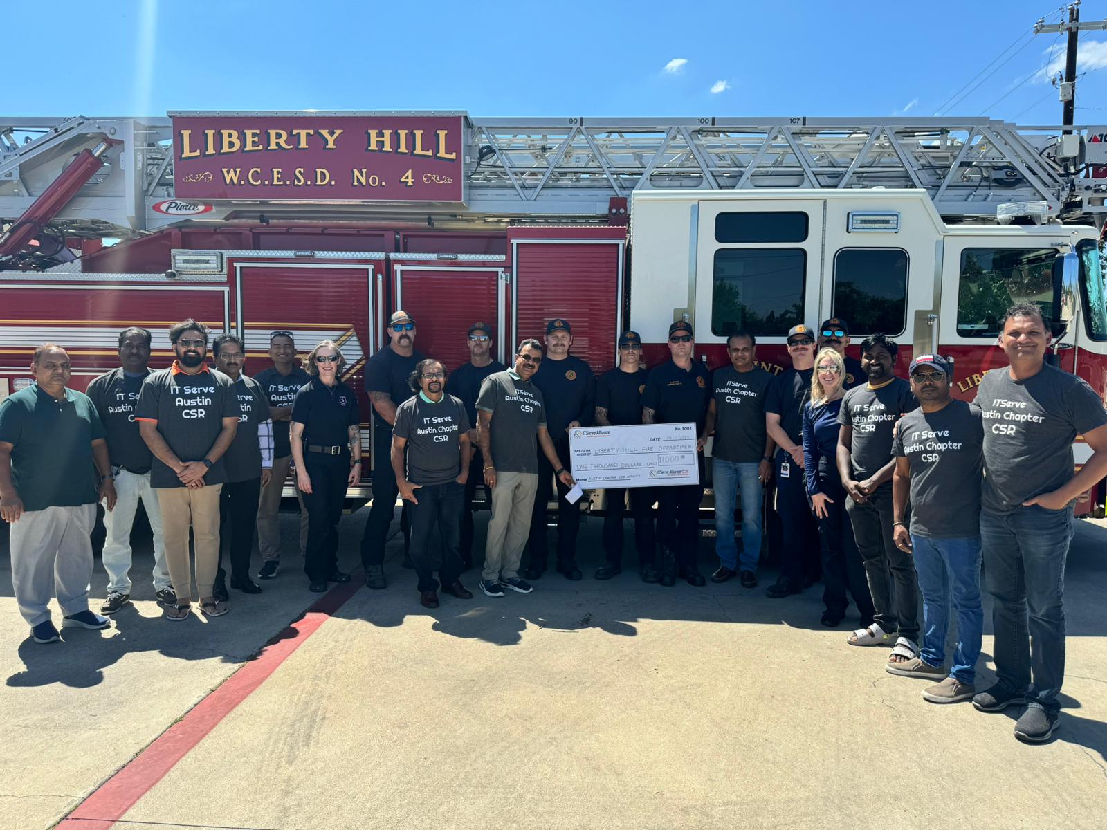 ITServe Alliance Austin Chapter – Check Donation to the Fire Department