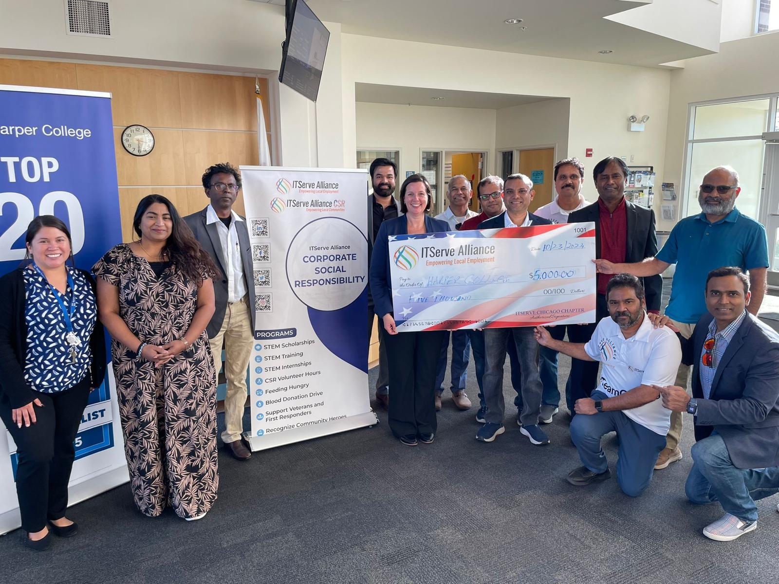 ITServe Chicago Chapter presenting a STEM scholarship to Harper College