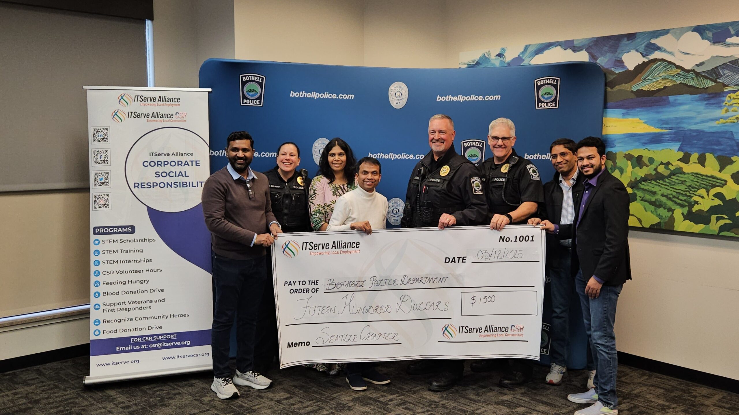 ITServe Seattle Chapter Supports First Responders with CSR Donation to Bothell Police Department
